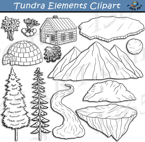 Arctic Tundra Elements Clipart