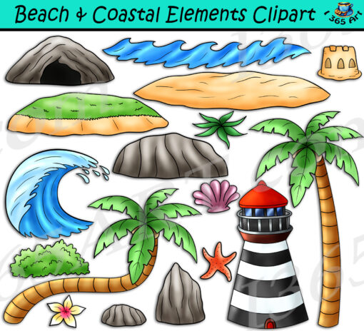 Beach Coastal Elements Clipart