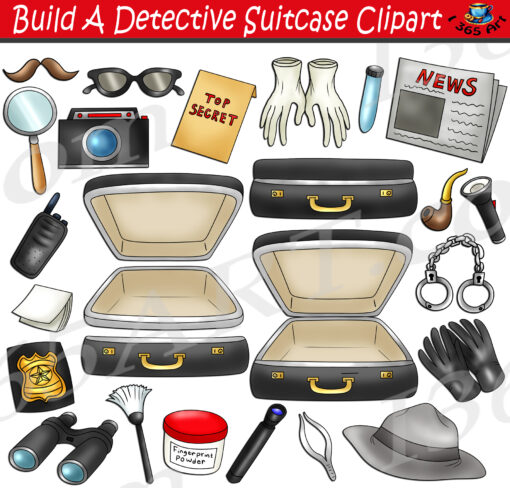 Build A Detective Suitcase Clipart