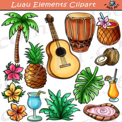 Hawaiian Luau Elements Clipart