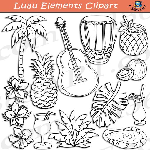 Hawaiian Luau Elements Clipart