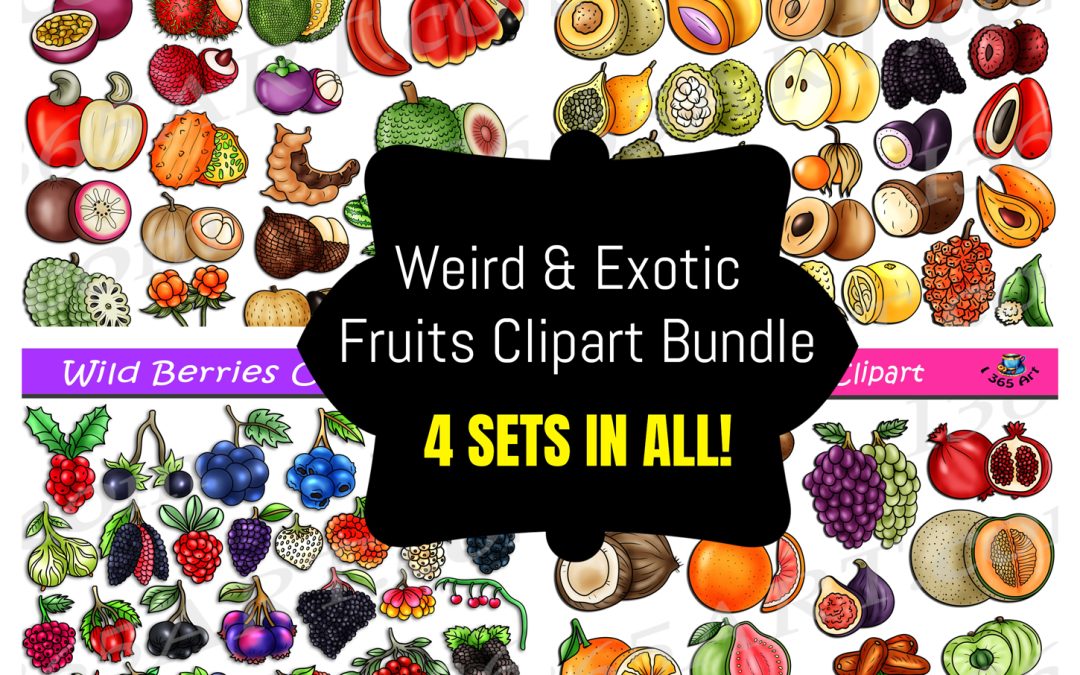 Weird & Exotic Fruits Clipart Bundle