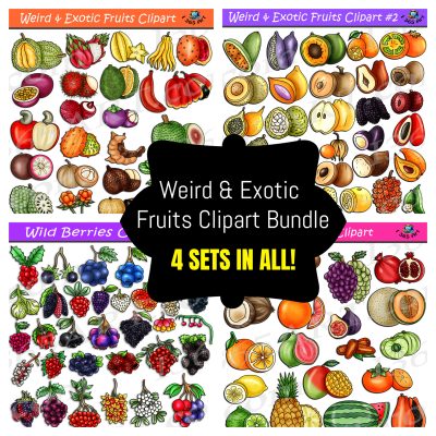Weird & Exotic Fruits Clipart Bundle