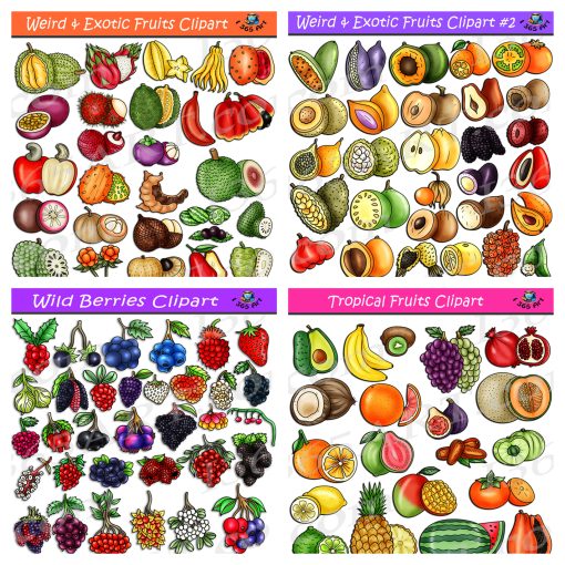 Weird & Exotic Fruits Clipart Bundle