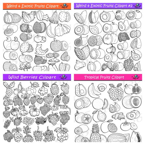 Weird & Exotic Fruits Clipart Bundle