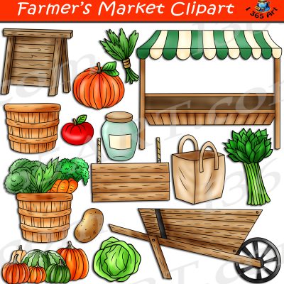 Farmer's Market Elements Clipart
