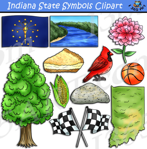 Indiana State Symbols Clipart