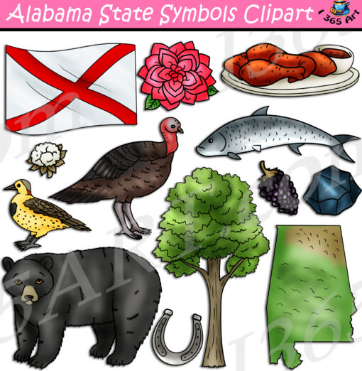 Alabama State Symbols Clipart