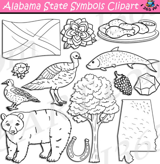 Alabama State Symbols Clipart