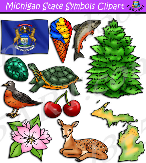 Michigan State Symbols Clipart