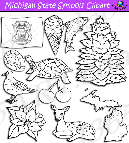 Michigan State Symbols Clipart