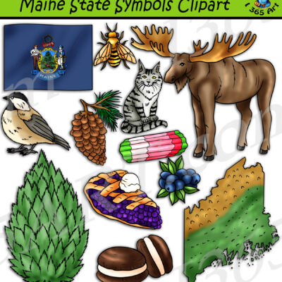 Maine State Symbols Clipart