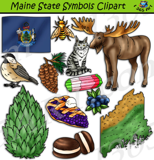 Maine State Symbols Clipart