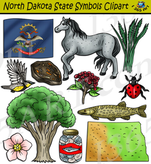 North Dakota State Symbols Clipart