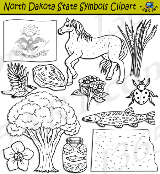 North Dakota State Symbols Clipart