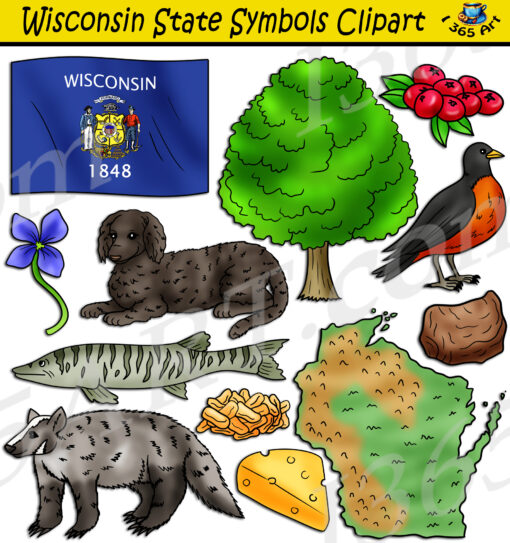 Wisconsin State Symbols Clipart