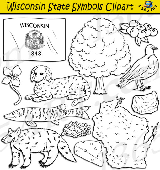 Wisconsin State Symbols Clipart