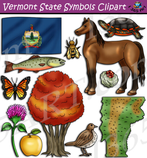 Vermont State Symbols Clipart