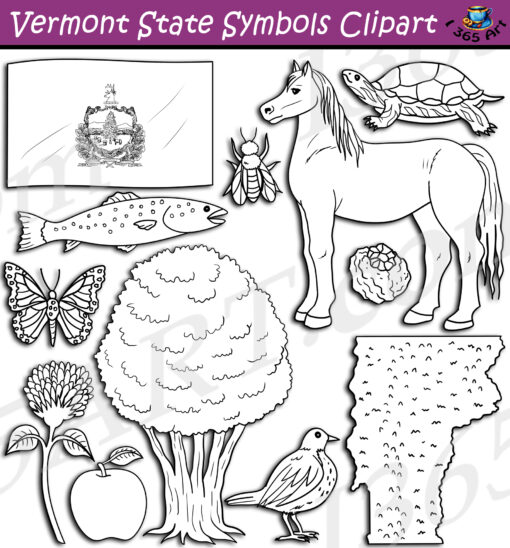 Vermont State Symbols Clipart