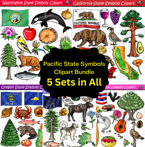 Pacific State Symbols Clipart Bundle