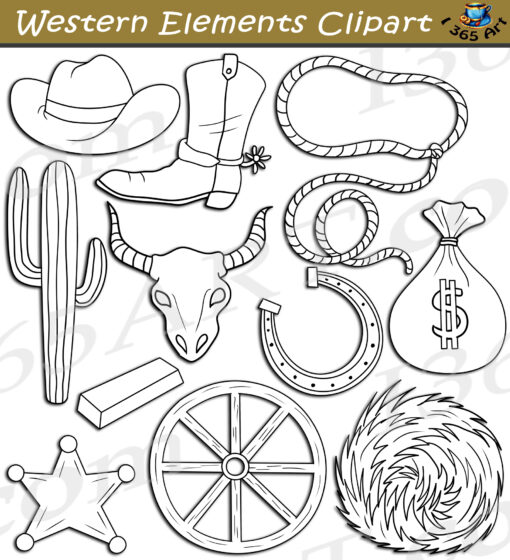 Western Elements Clipart Set Download - Image 2