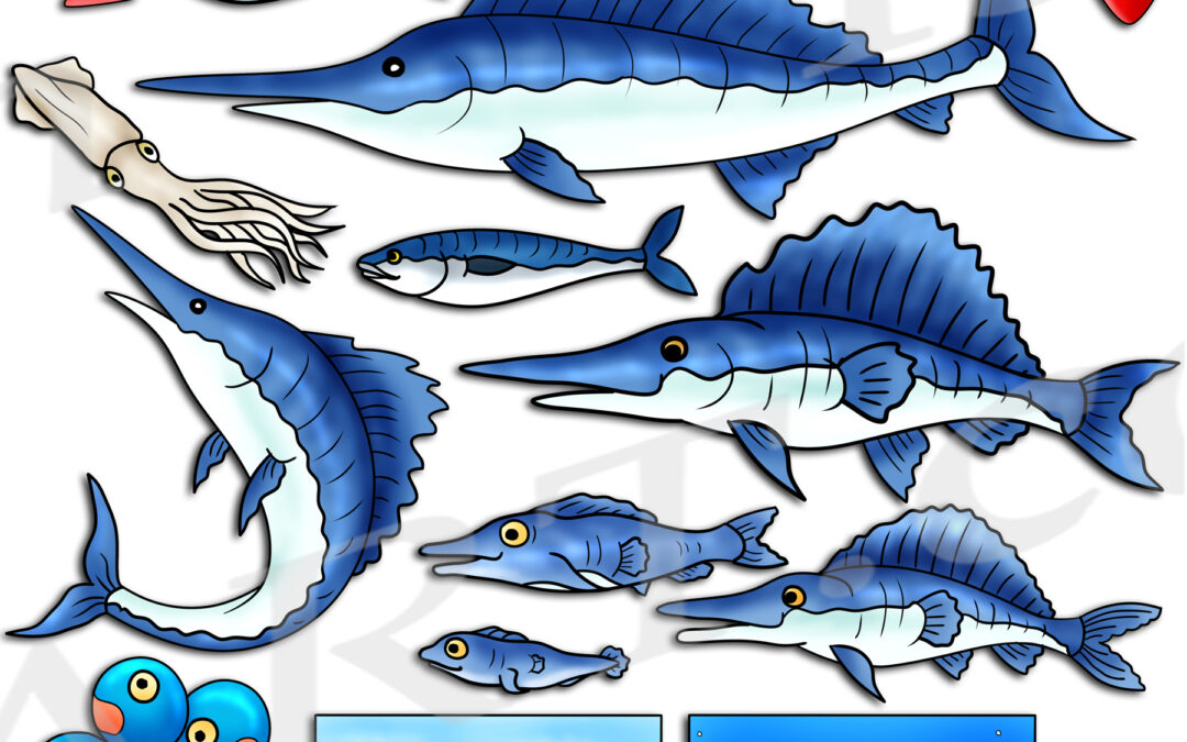 Blue Marlin Life Cycle Clipart Set Download