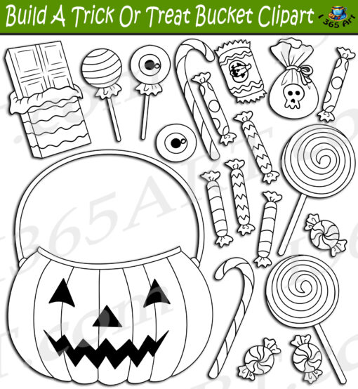 Build A Trick Or Treat Bucket Clipart