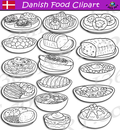 Danish Food Clipart Set Digital Download - Image 2