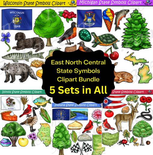 East North Central State Symbols Clipart