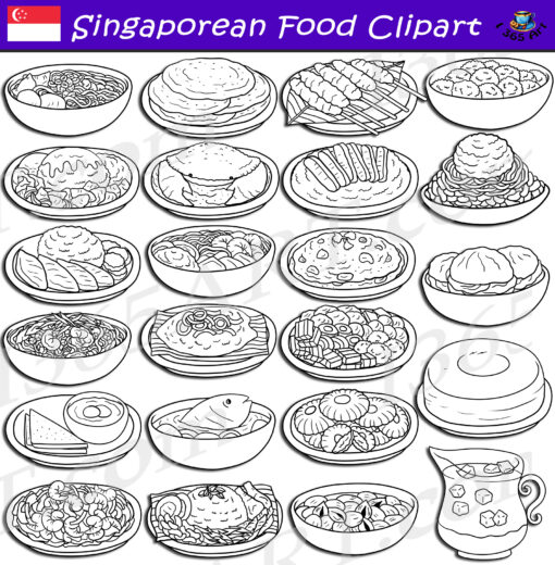 Singaporean Food Clipart Set Download - Image 2