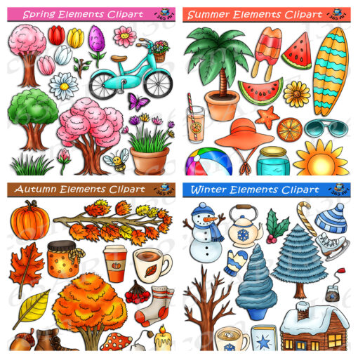 Seasonal Elements Clipart Bundle