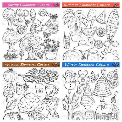 Seasonal Elements Clipart Bundle Set Download - Image 3