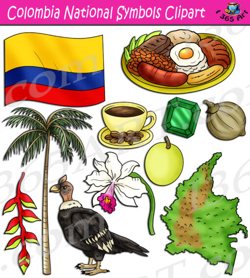 Colombia National Symbols Clipart