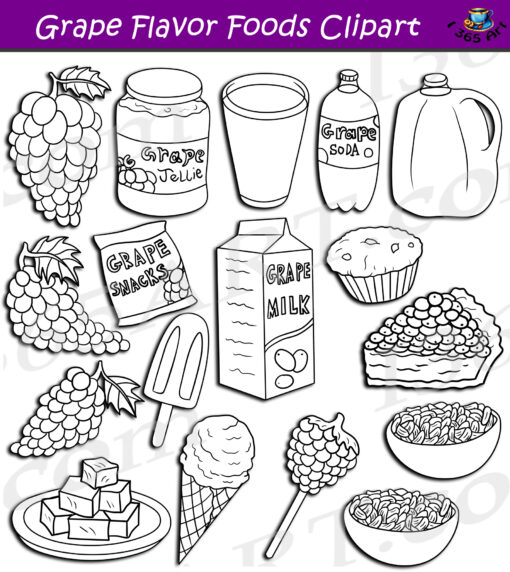 Grape Flavor Foods Clipart Set Download - Image 2