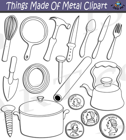 Things Made Of Metal Clipart Set Download - Image 2