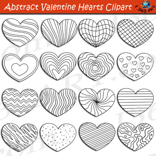 Abstract Hearts Clipart Set Download - Image 2