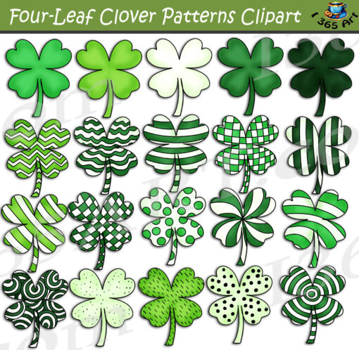 Abstract Four Leaf Clovers Clipart