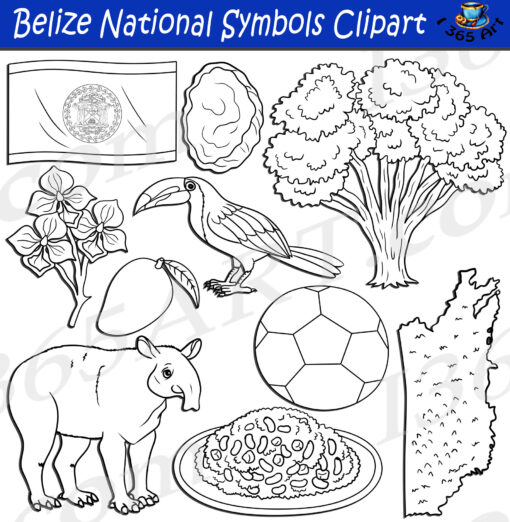 Belize National Symbols Clipart Set Download - Image 2