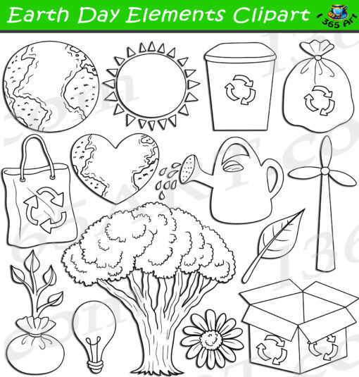 Earth Day Elements Clipart Set Download - Image 2
