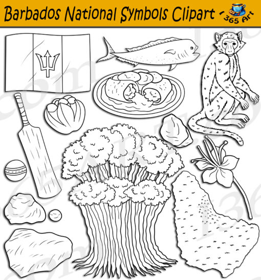 Barbados National Symbols Clipart Set Download - Image 2