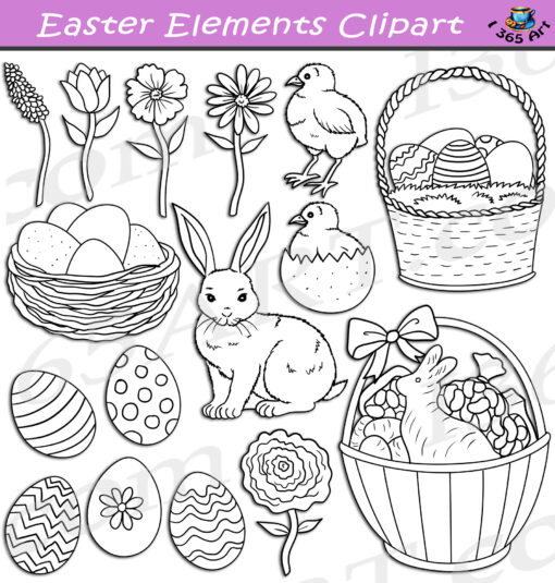 Easter Elements Clipart Set Download - Image 2