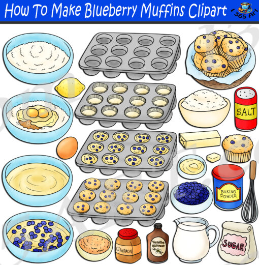 How To Make Blueberry Muffins Clipart