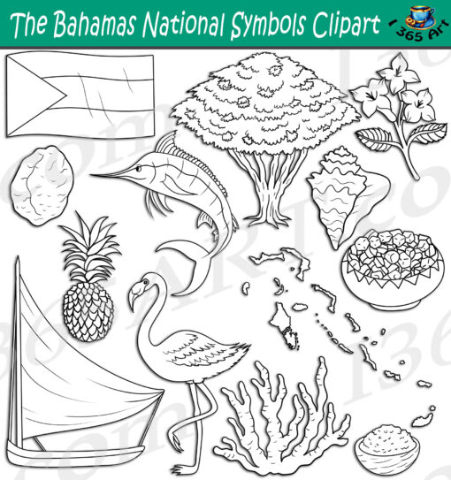 The Bahamas National Symbols Clipart Set Download - Image 2