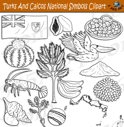 Turks & Caicos National Symbols Clipart Set Download - Image 2