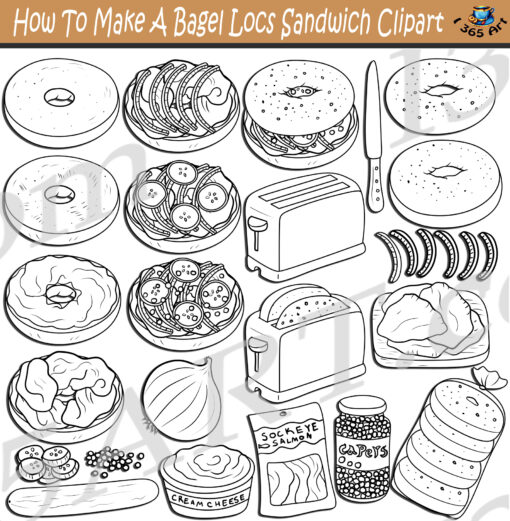 How To Make A Bagel Lox Sandwich Clipart Download - Image 2