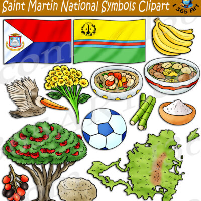 Saint Martin National Symbols Clipart