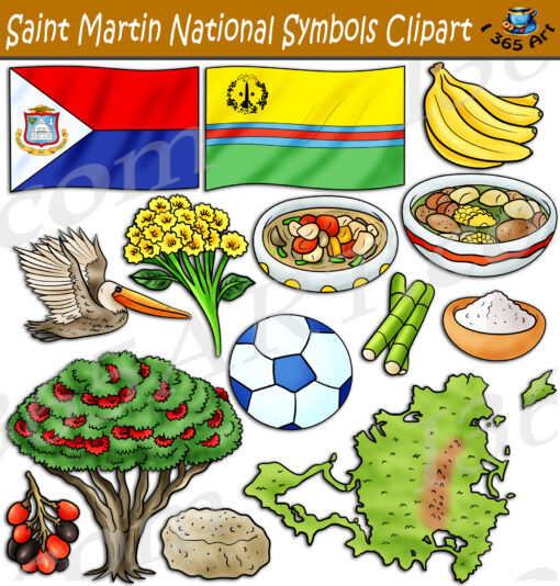 Saint Martin National Symbols Clipart
