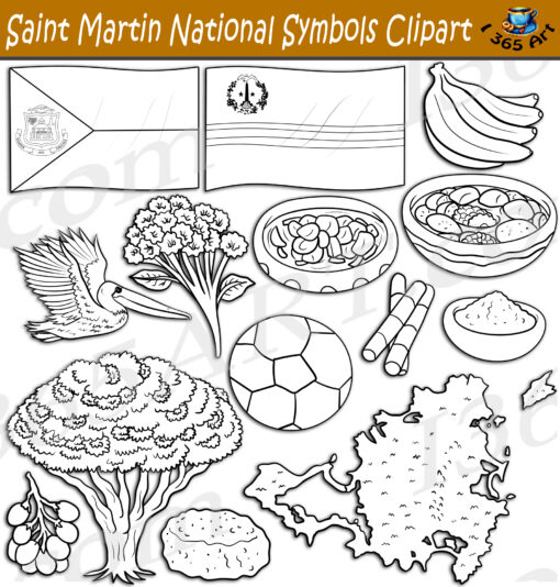 Saint Martin National Symbols Clipart Set Download - Image 2