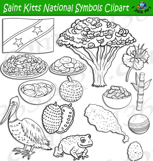Saint Kitts National Symbols Clipart Set Download - Image 2