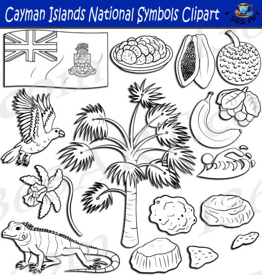 Cayman Islands National Symbols Clipart Set Download - Image 2